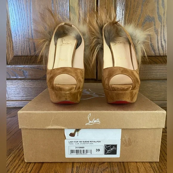 CHRISTIAN LOUBOUTIN Suede Royal Fox Lady Fur 150 Pumps - Size 39 - Picture 4 of 8